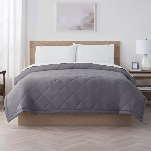 Serta Supersoft Washed Cooling Blanket, Dark Grey, Twin