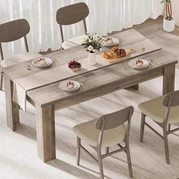 Dining Table for 4 - 6, 63 - Inch Dining Tables for 4, Farmhouse Kitchen Table with Large Tabletop, Rectangular Dining Room Table, Kitchen Dining Table Dinner Table for Kitchen, Living Roomonly Table
