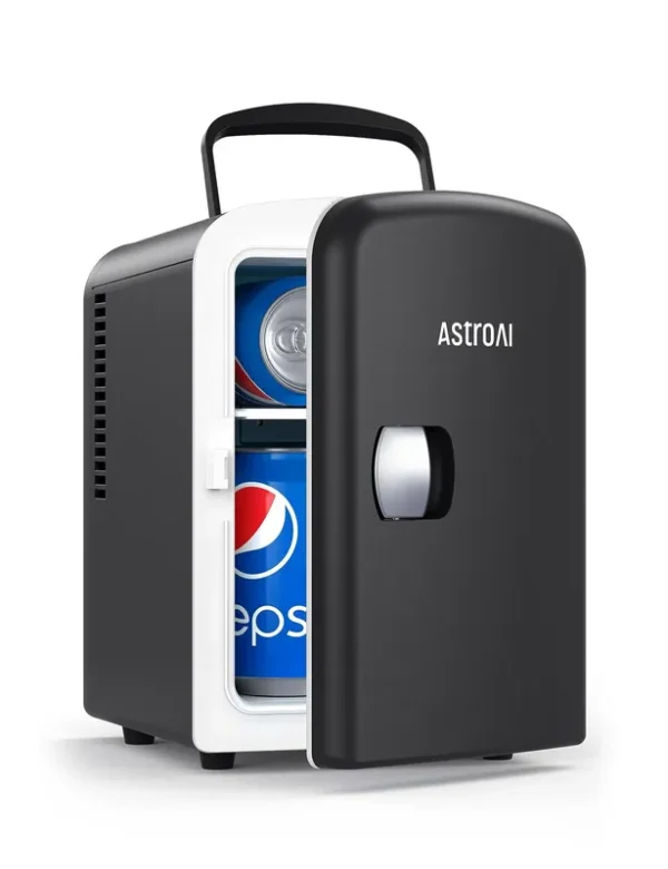 AstroAI Mini Fridge Black, Portable Small Cooler/Warmer Refrigerators, for Bedroom, Skincare, Office, Car, Home, 6 can/4L AC/DC, for Gifts, Size: 4