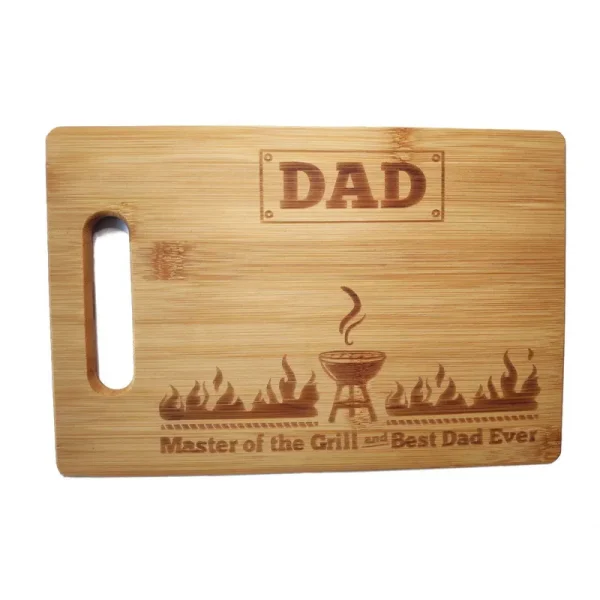Laser Engraved Cutting Board Master of The Grill and Best Dad Ever Father's Day Gifts Birthday Gifts for Dad Personalized Cutting Board Gift Rectangle