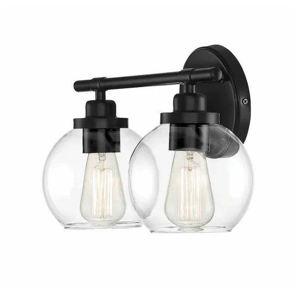 Hegland Dimmable Vanity Light Three Posts Finish Matte Black Number of Lights 2