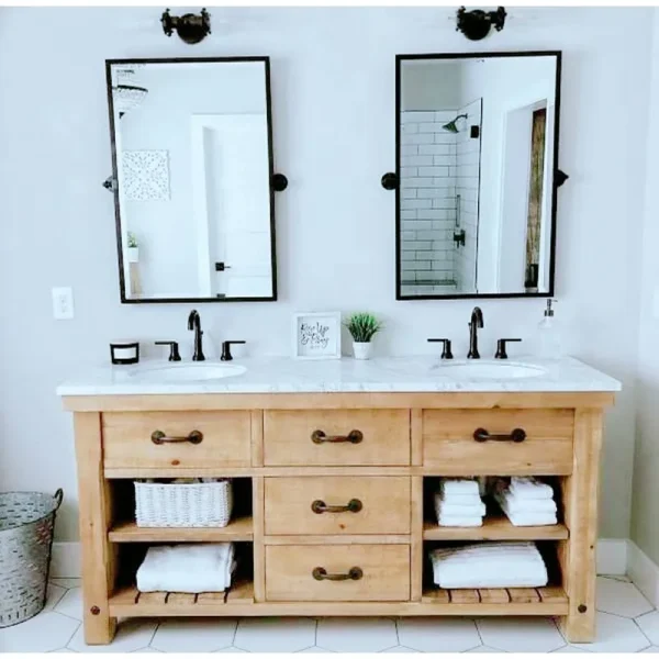 Blakley Modern & Contemporary Beveled Bathroom / Vanity Mirror Mercer41 Finish: Matte Black, Size: 36" x 24"