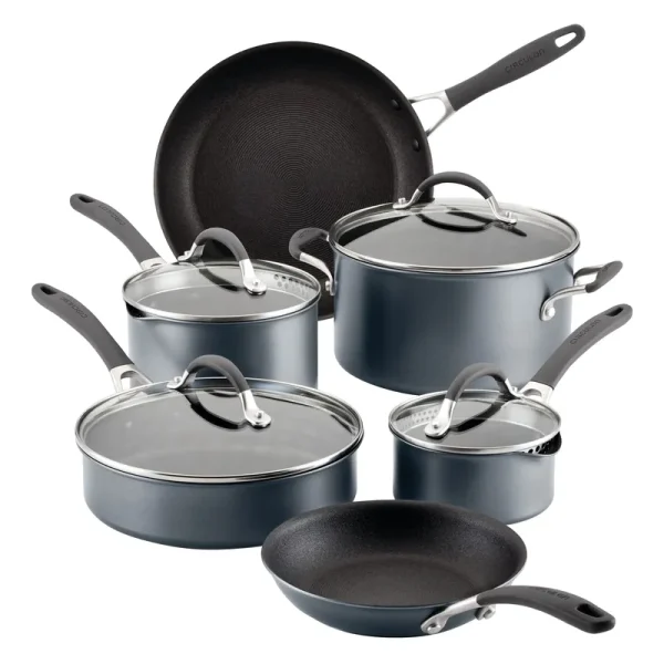 Circulon A1 Scratch Defense 10 Piece Nonstick Aluminum Pot and Pan Set, Cast Stainless Steel