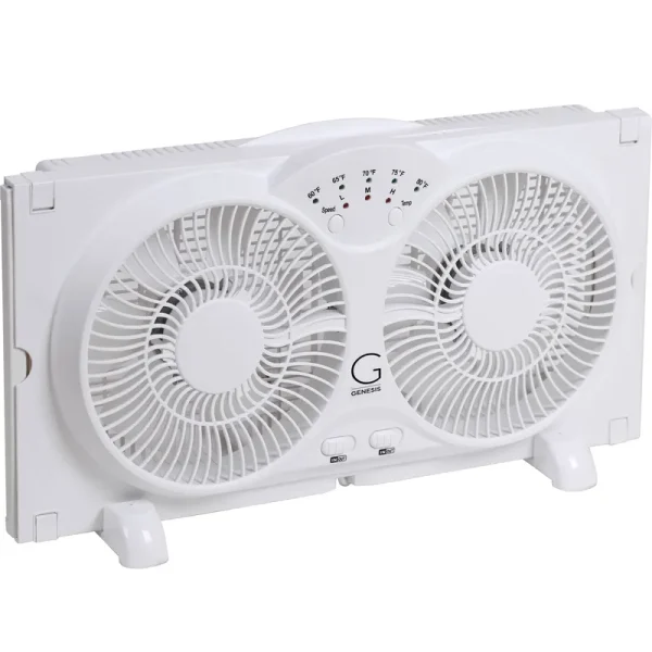 Genesis Twin Window Fan with 9 inch Blades High Velocity Reversible Airflow Fan