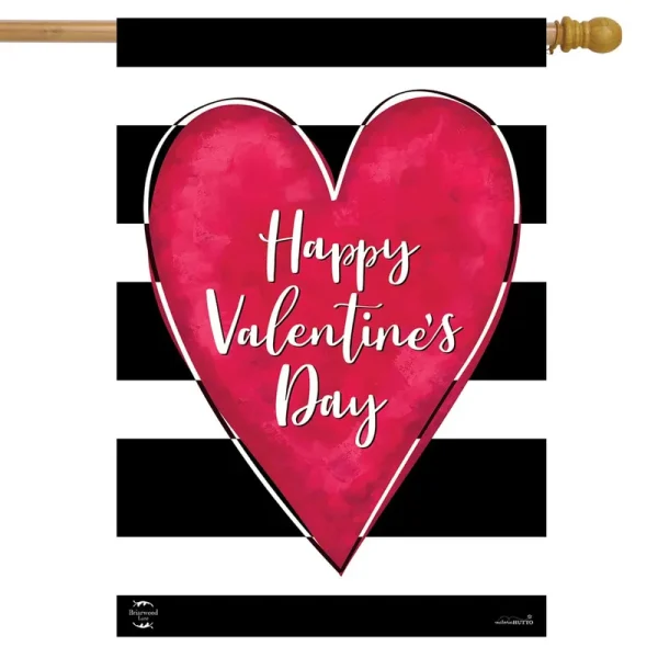 Briarwood Lane Striped Valentine's Heart Primitive House Flag Holiday 28" x 40"