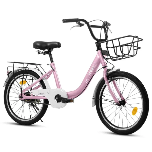 Ambifirner Girls Bike, 20 in Kids Bike for 5 - 8 Years Old Children, Princess Style Kids Bicycle Adjustable Seat with Doll - Seat & Basket Pink