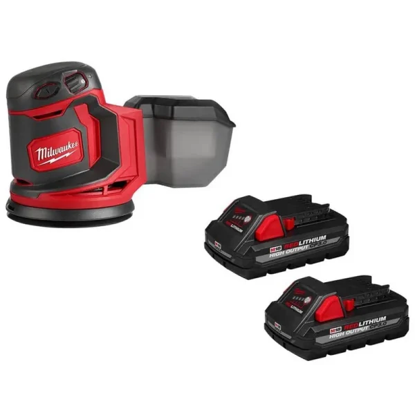 Milwaukee 2648-20-48-11-1837 M18 18V Lithium-Ion Cordless 5 in. Random Orbit Sander with Two 3.0 Ah Batteries