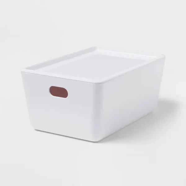 4L Stacking Bin with Lid White - Brightroom
