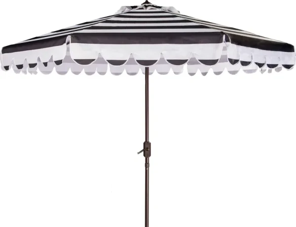 Safavieh 9-ft. Striped Scalloped Trim Patio Umbrella, Black