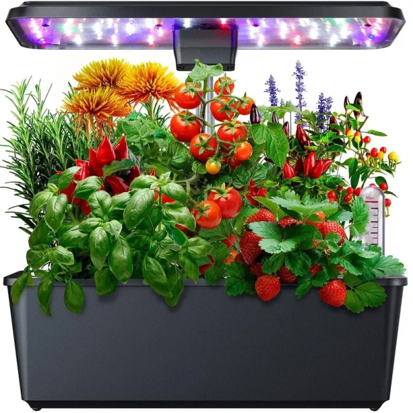 Adoolla Hydroponic System Grow Kit, 12 Pods Indoor Garden Hydroponic Growth System with 36W Full-Spectrum Plant 100pcs LED Grow Lights, 2 Planting Modes,