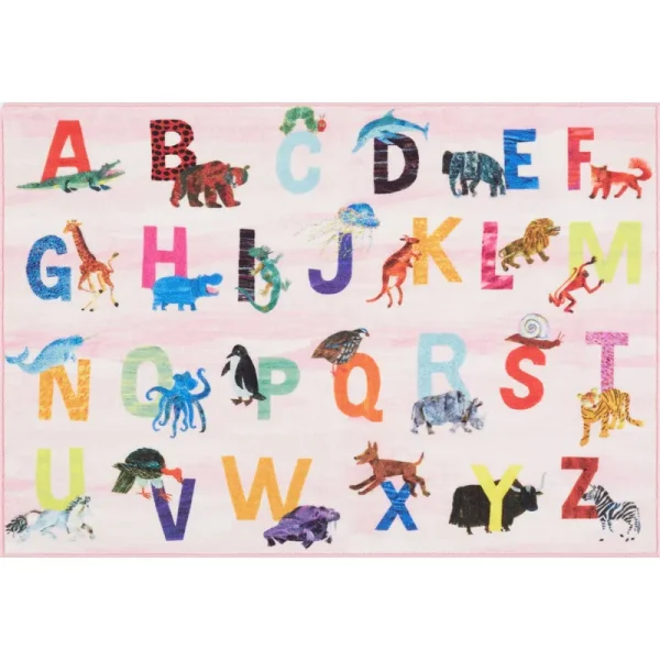 Eric Carle Elementary Alphabet Decorative Area Rug, Pink