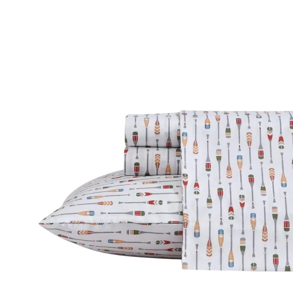 Canoe Lake Paddle 100% Cotton Sheet Set Eddie Bauer Size: Twin