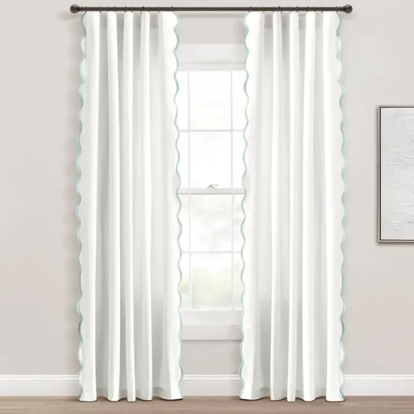 Yolonda Curtain (Set of 2) Curtain Color: Blue/White