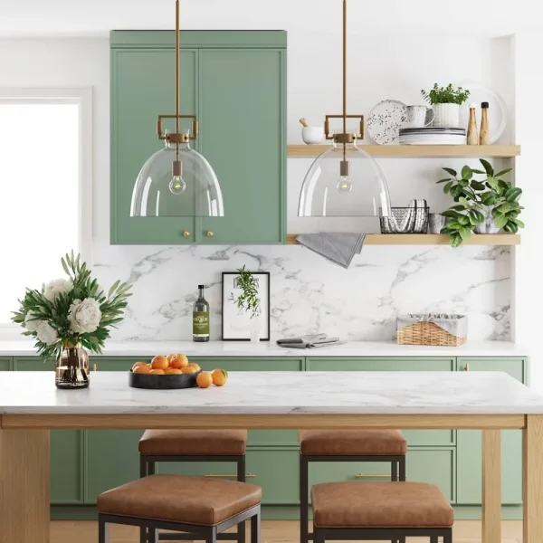 Nathan James Leigh Ceiling Hanging Pendant Light with Oversized Shade and Adjustable Cord - Gold/Clear Glass