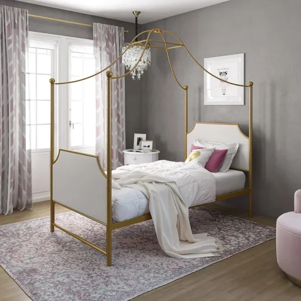 Little Seeds Monarch Hill Clementine Canopy Bed, Gold - Twin