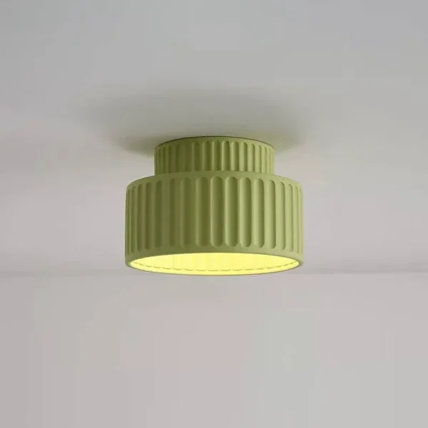 Homdiy Ceiling Light Kami Ceiling Lamp Vintage Cream Style Painted Semi Flush Mount Ceiling Light, Green / D23*H16cm