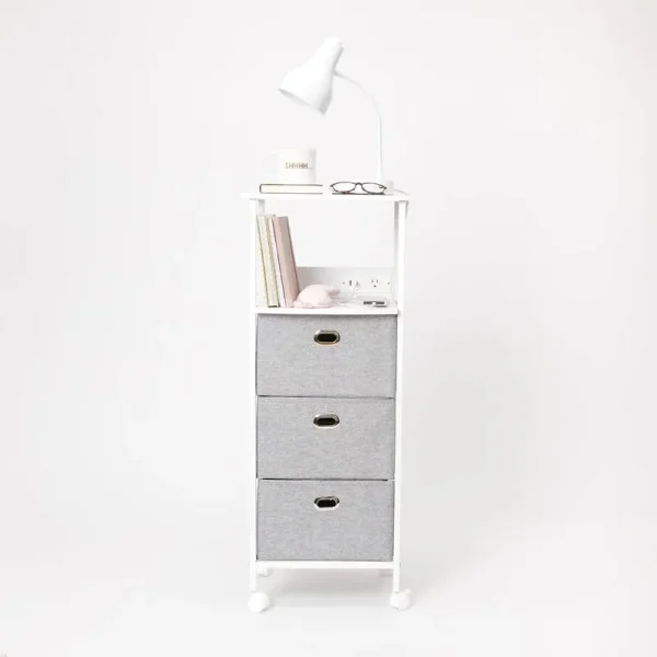 Dormify Sutton Charging 3-Drawer Cart on Wheels - Each