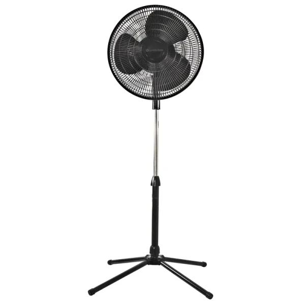 Comfort Zone Oscillating Adjustable 3-Speed Pedestal Fan - Black 16"
