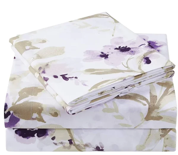Mellanni Sheet Set Iconic Luxury Brushed Microfiber, Deep Pocket Sheet, 4 Piece Queen Madison Purple