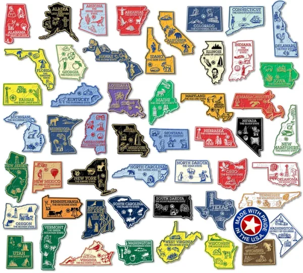 Classic Magnets U.S. State Magnet Set by 51-Piece Vintage Magnet Set
