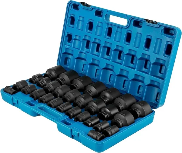 VEVOR Impact Socket Set 3/4 Inches 29 Piece Impact Sockets, 6-Point Sockets, Rugged Construction, CR-M0, 3/4 Inches Drive Socket Set Impact SAE 3/4 in