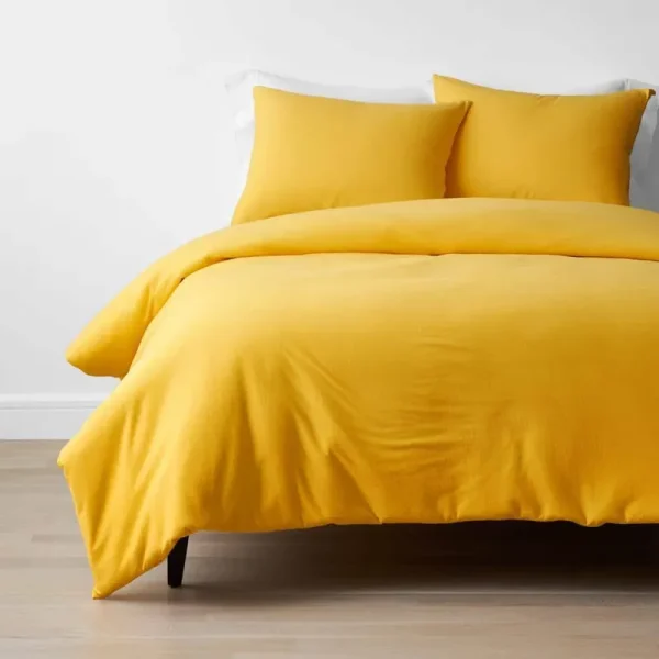 The Company Store Company Cotton 3-Piece Yellow Jersey Knit Full Duvet Cover Set