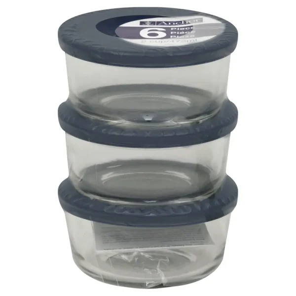 Anchor Containers and Lids, 2 Cup - 6 pieces