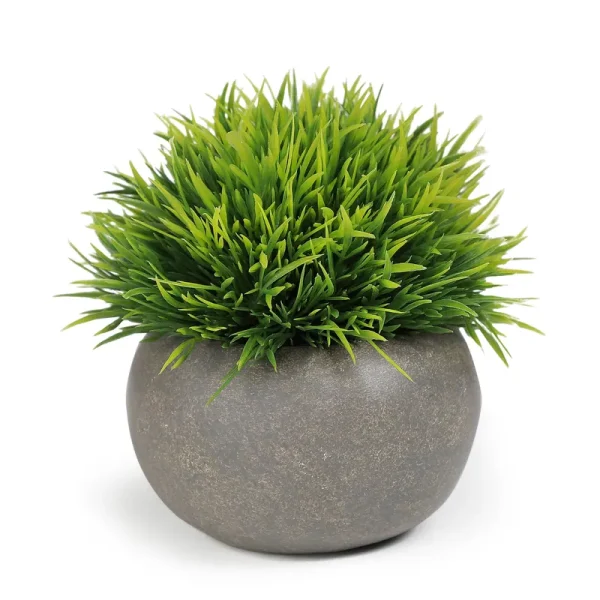Mainstays Artificial Boxwood Plant with Cement Pot in Gray, Size: 5.12 inch