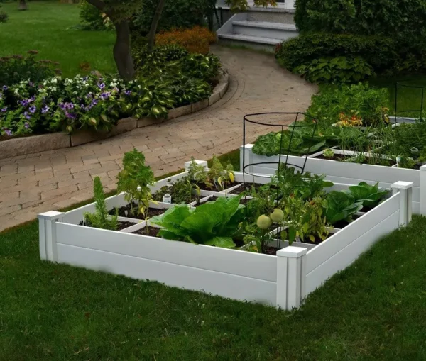 Vita VT17104 Bed with Gro 48in x 7.5in Garden with Grid, 7.38" H, White