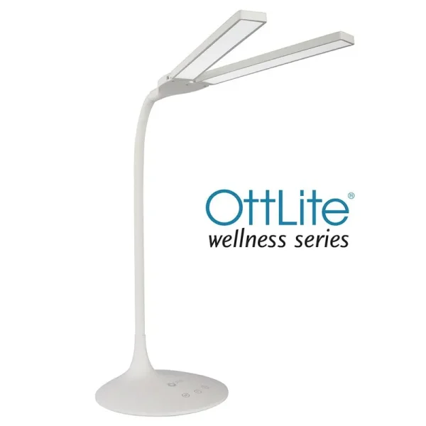 OttLite Wellness Series Pivot LED Desk Lamp with Dual Shades, White