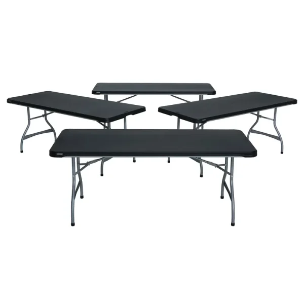 Lifetime 6 Ft. Nesting Rectangle Folding Tables, Indoor/Outdoor, Black, 4 Pack (480350)