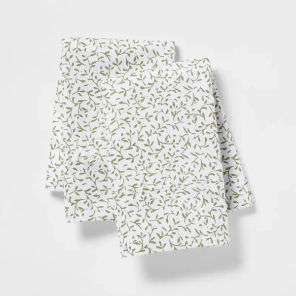 King 400 Thread Count Performance Printed Pillowcase Set Green Vine - Threshold