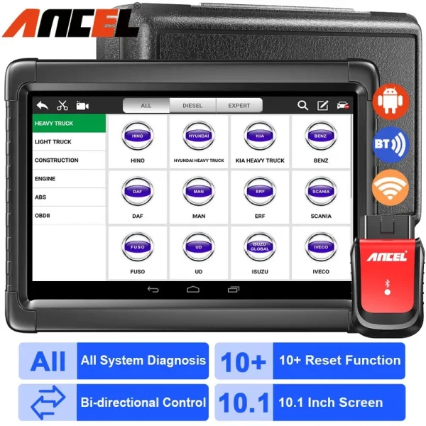 Ancel X6 Wireless OBD2 Diagnostic Scan Tool All System OBD2 Scanner Automative ABS Oil EPB BMS SAS IMMO TPS TPMS Injector Coding DPF 10 Service Tool Car Code Reader 10 in Tablet 2 Years Free Update