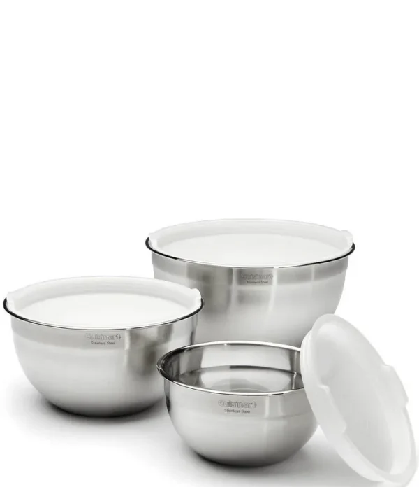 Cuisinart Set of 3 Stainless Steel Mixing Bowls with Lids