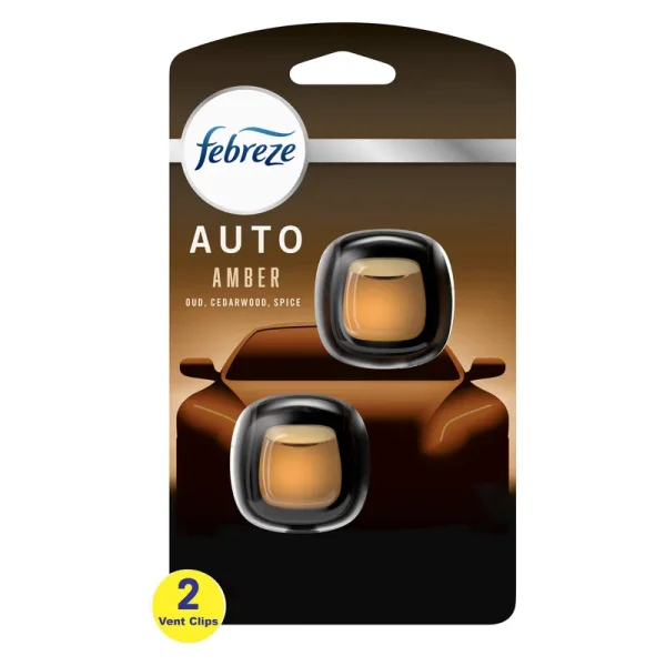 Febreze Amber Scent Auto Air Freshener Vent Clip 2 Pk