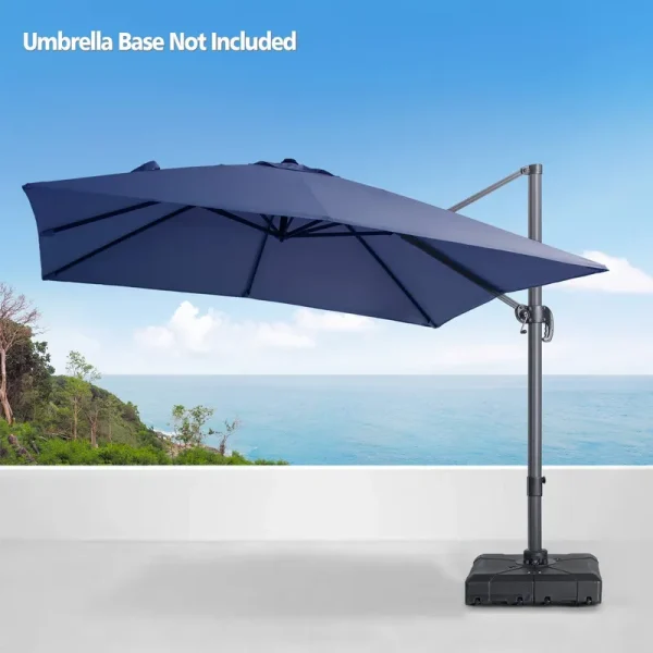 Pellebant Outdoor Square Cantilever Umbrella, Base Not Included - Navy Blue