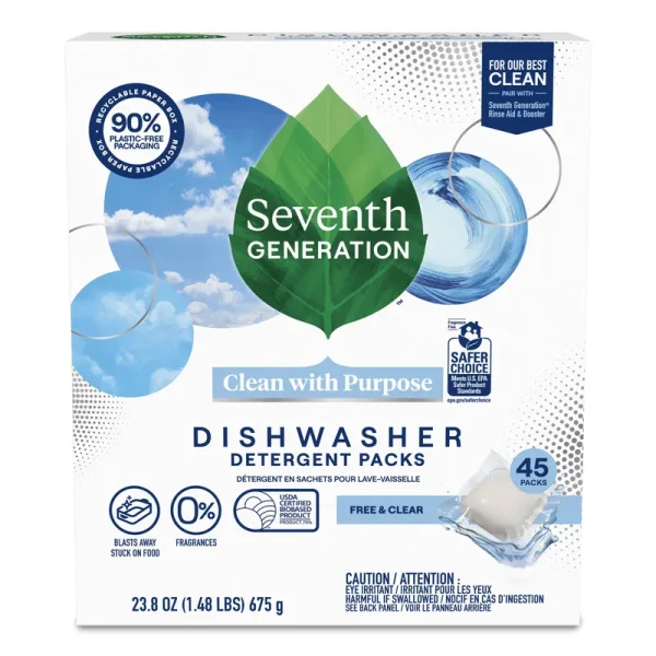 Seventh Generation Dishwasher Detergent Packs Free & Clear - 45 ct