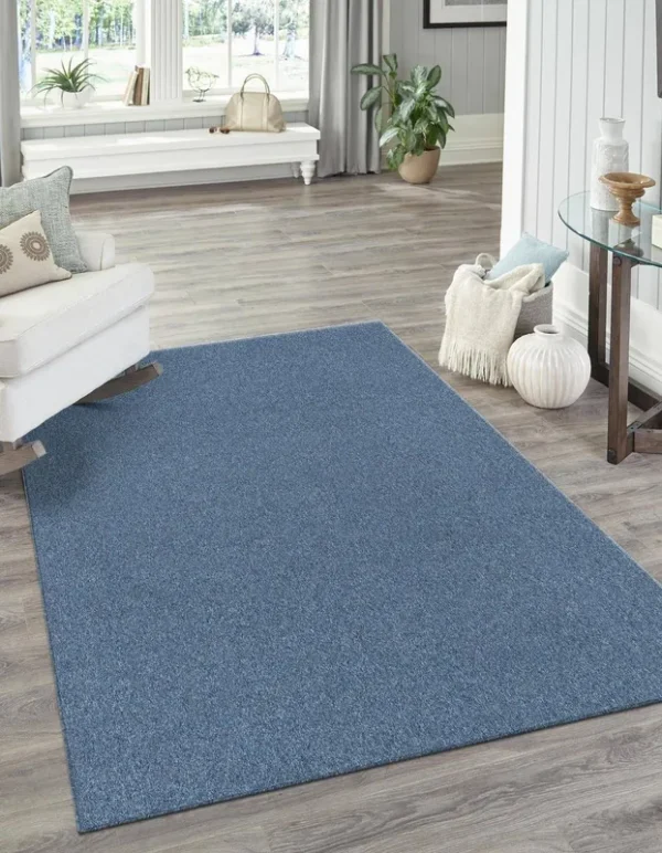 Unique Loom 7.75' x 10' Solid Blue Rectangular Shag Area Throw Rug
