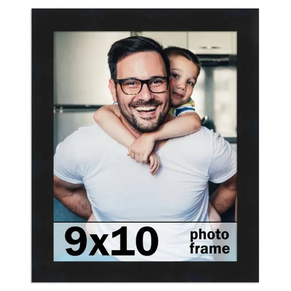 CustomPictureFrames 9x10 Black Wood Picture Frame - with Acrylic Front and Foam Board Backing