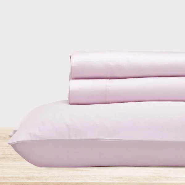 California Design den 400 Thread Count Solid 100% Cotton Sateen Sheet Set - Twin / Blush / 100% Cotton