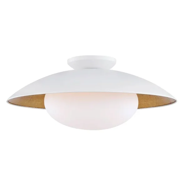 Mitzi Cadence 1 Light Semi Flush White/Gold Leaf / Large