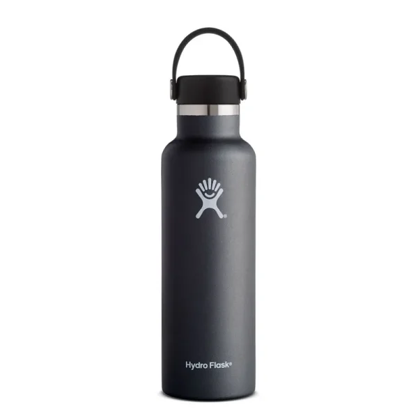 Hydro Flask Vacuum Insulated Standard Mouth Water Bottle, 21 oz, Black