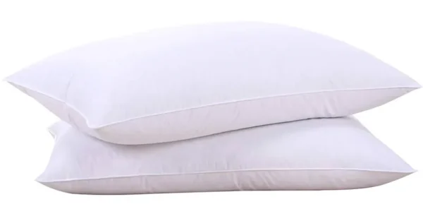 Puredown Goose Feather Down Pillow, 100% Cotton Fabric Cover, Set of 2 - Standard, White