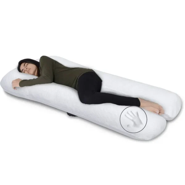 Milliard 65 inch U Shaped Total Body Support Pillow Memory Foam with Soft, Washable Jacquard Cover- White