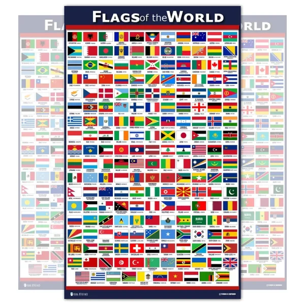 World Flags Educational Poster Laminated Young N Refined (18x30)