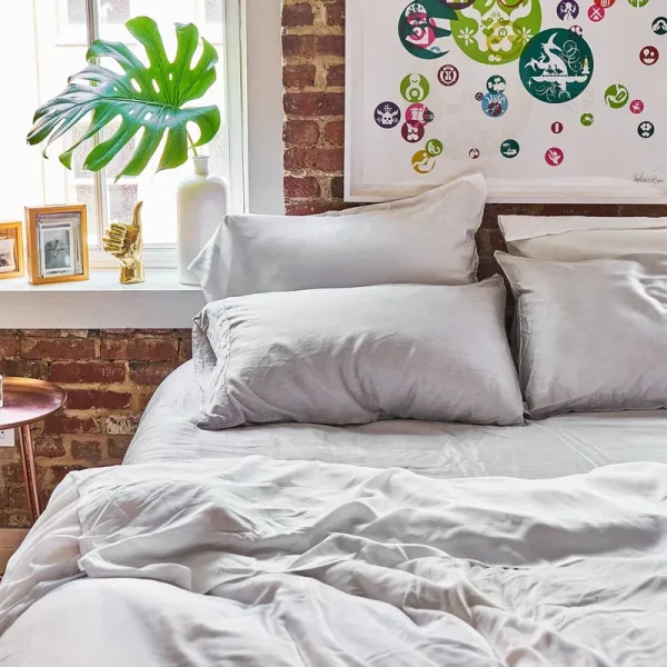Buffy Full/Queen Eucalyptus Duvet Cover - Dark Gray