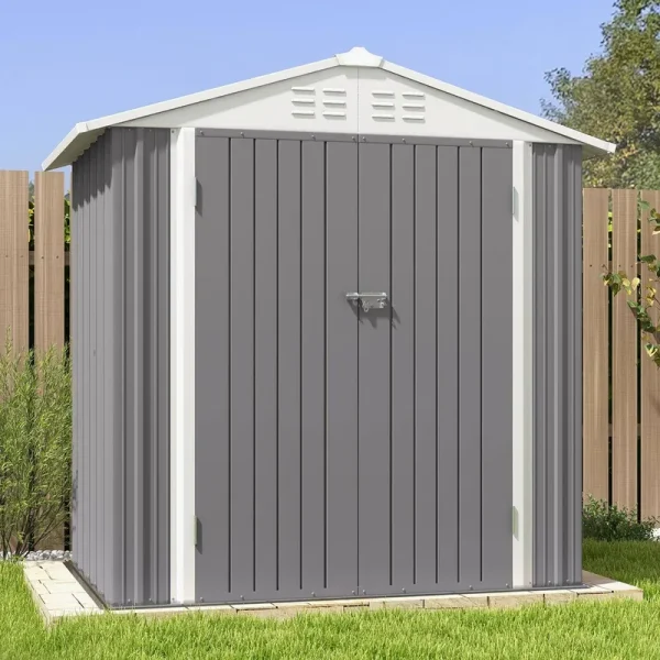 Patiowell 6x4 ft Outdoor Storage Shed, Garden Tool Storage Shed with Sloping Roof and Double Lockable Door, Outdoor Shed for Garden Backyard Patio
