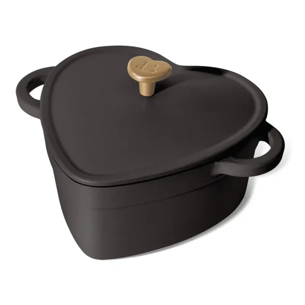 Beautiful 2qt Cast Iron Heart Dutch Oven, Black Sesame by Drew Barrymore