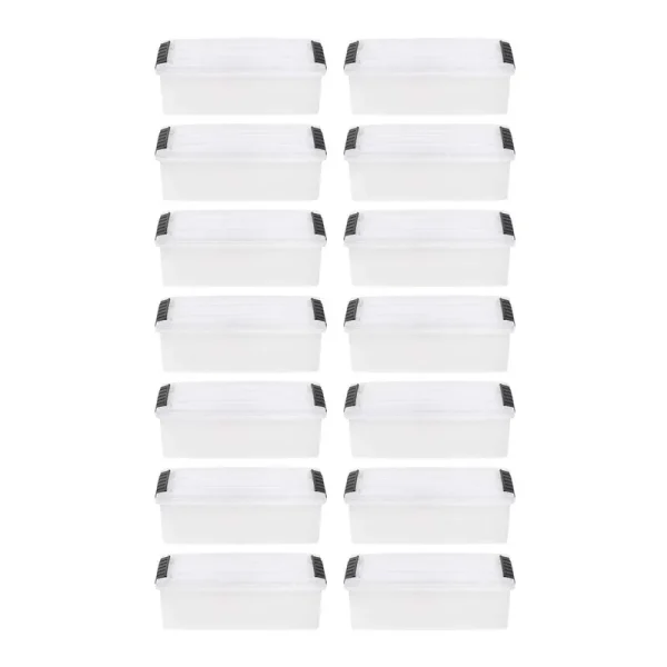Iris USA 14 Pack 5 Quart Stack & Pull Box, Natural