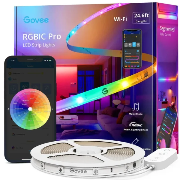 Govee 24.6ft Wi-Fi RGBIC LED Strip Light